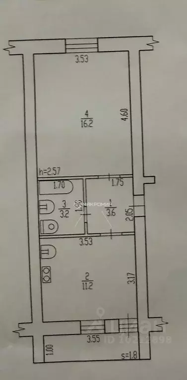 1-к кв. Брянская область, Брянск ул. Грибоедова, 11 (35.0 м) - Фото 1
