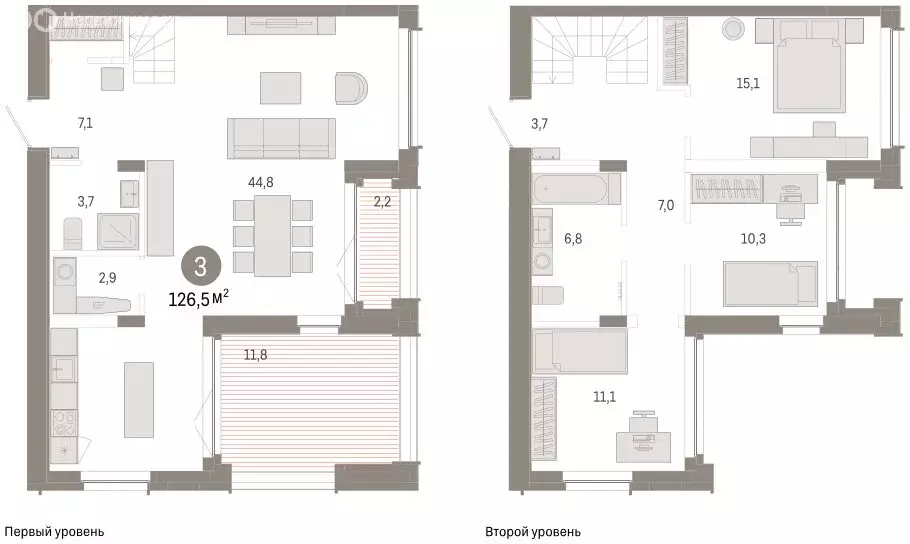 3-комнатная квартира: Тюмень, улица Республики, 205к2 (126.4 м) - Фото 2