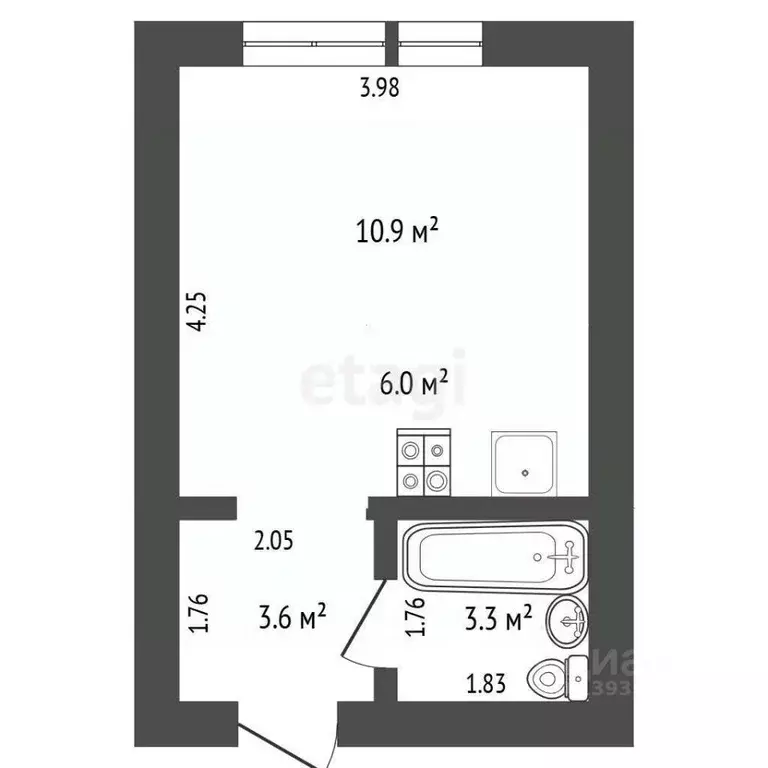 Студия Тюменская область, Тюмень Полевая ул., 117к8 (21.5 м) - Фото 0
