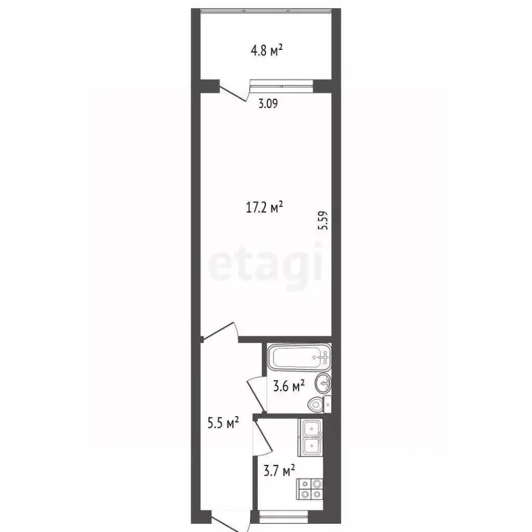 1-к кв. Крым, Ялта ул. Халтурина, 28 (33.8 м) - Фото 1