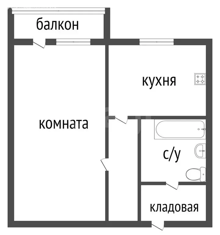 1-комнатная квартира: Курган, улица Аргентовского, 42 (33.1 м) - Фото 1