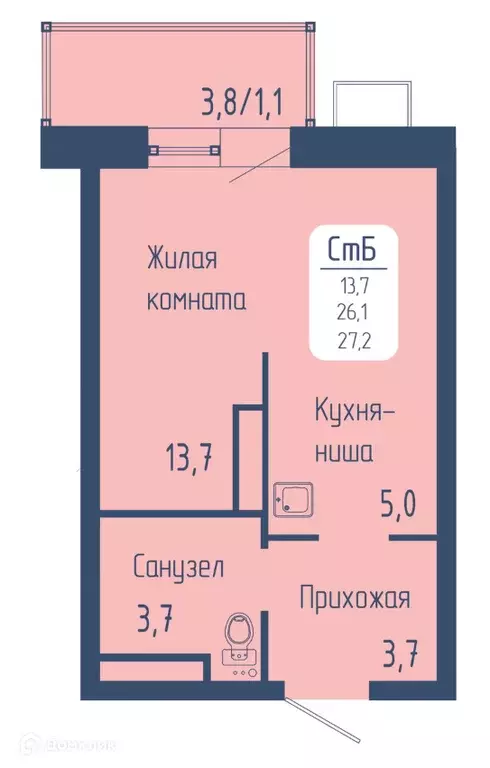 Продаётся квартира-студия, 27.2 м - Фото 0