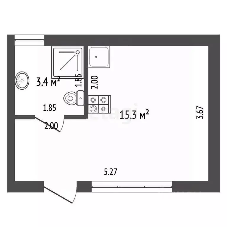 Студия Краснодарский край, Анапа муниципальный округ, с. Витязево ул. ... - Фото 1