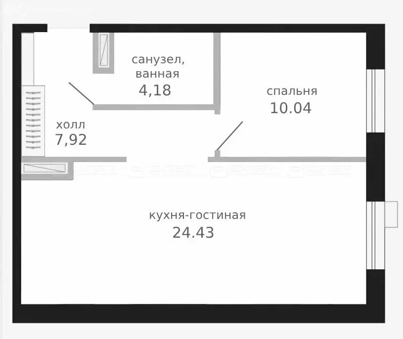 2-комнатная квартира: Казань, Стадионная улица, 1 (45 м) - Фото 0