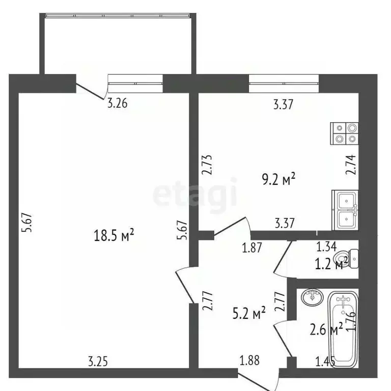 1-к кв. Мордовия, Саранск Большевистская ул., 111В (40.0 м) - Фото 0
