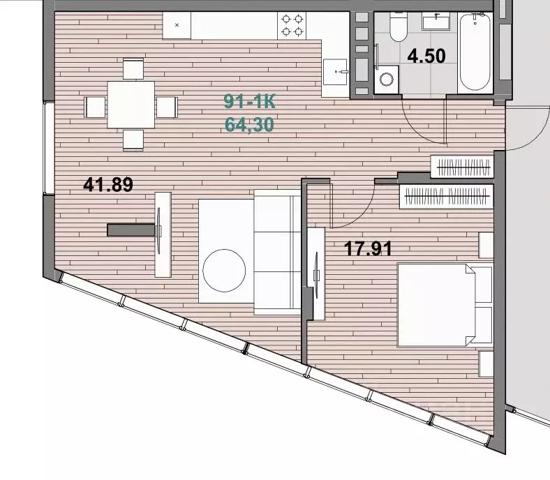 1-к кв. Калининградская область, Зеленоградск  (64.3 м) - Фото 1