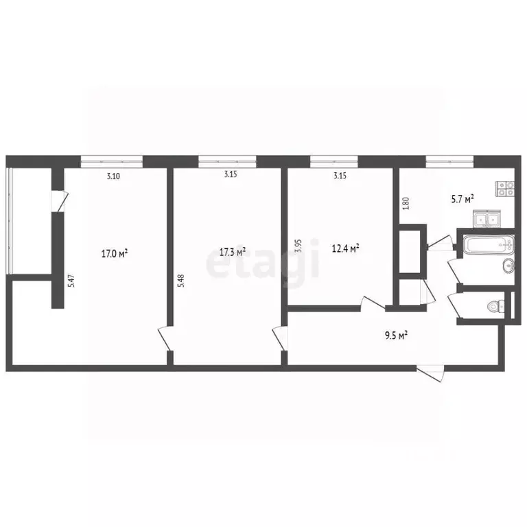 3-к кв. Ямало-Ненецкий АО, Новый Уренгой Ленинградский просп., 17А ... - Фото 2