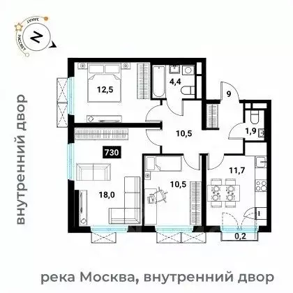 3-к кв. Москва Большая Филевская ул., 3к4 (69.5 м) - Фото 0