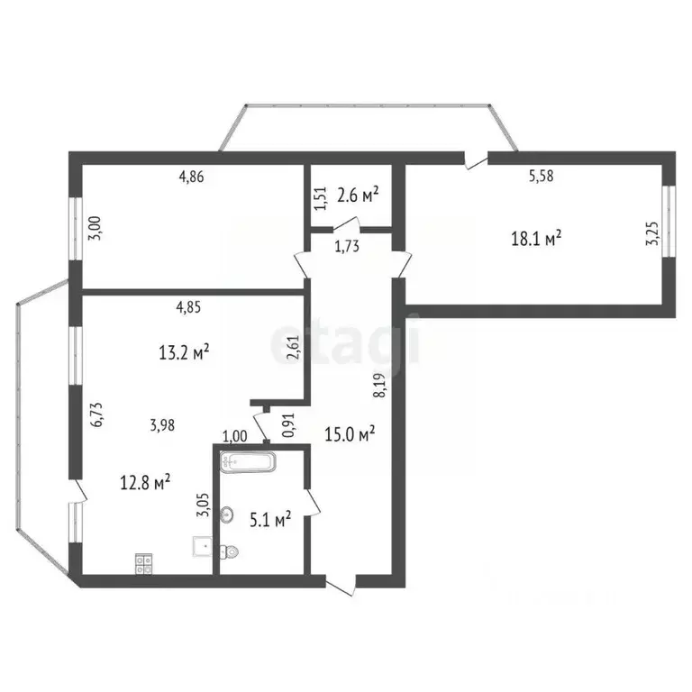 2-к кв. Амурская область, Благовещенск Красноармейская ул., 77 (81.4 ... - Фото 1