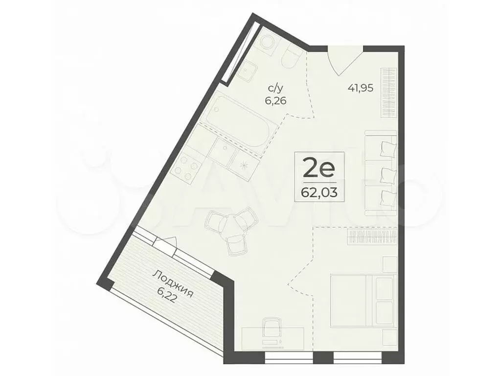 Квартира-студия, 62 м, 5/7 эт. - Фото 0