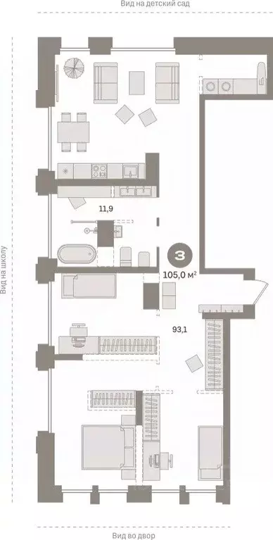 3-к кв. Ханты-Мансийский АО, Сургут Пролетарский просп., с9 (105.03 м) - Фото 1