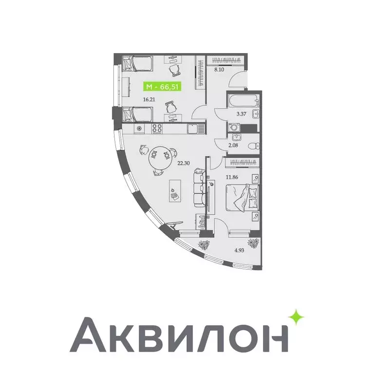 2-комнатная квартира: Архангельск, Троицкий проспект, 110 (66.51 м) - Фото 0
