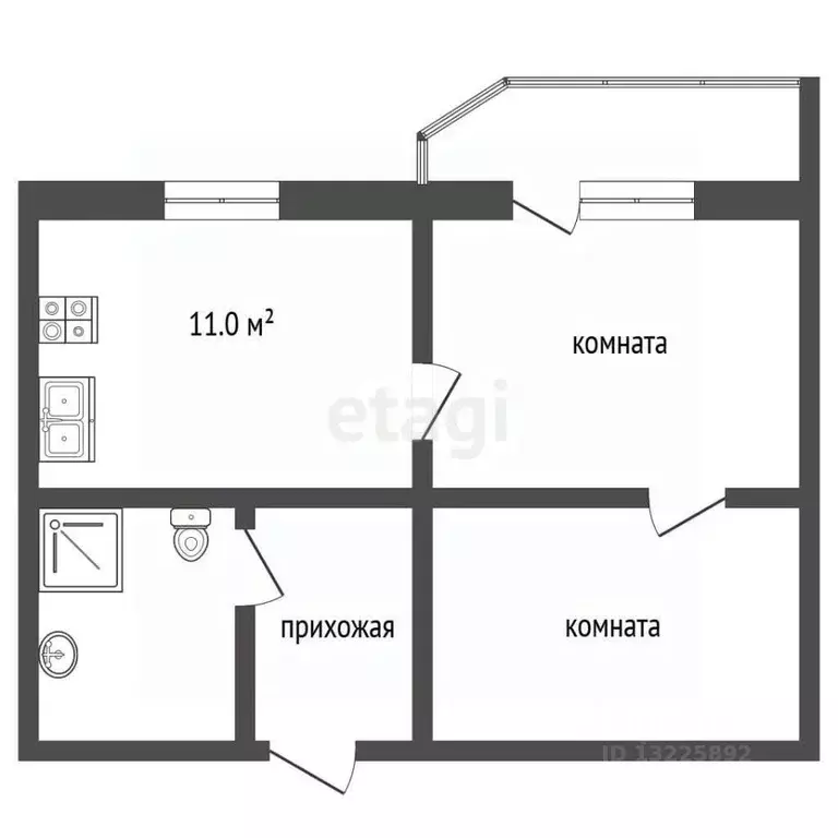 1-к кв. Вологодская область, Вологда Ягодная ул., 10 (41.7 м) - Фото 2