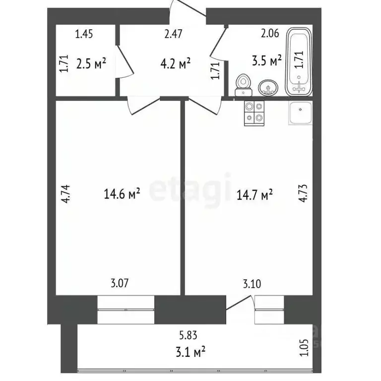 1-к кв. Забайкальский край, Чита пос. Текстильщиков, 3-й мкр, 20 (39.5 ... - Фото 2