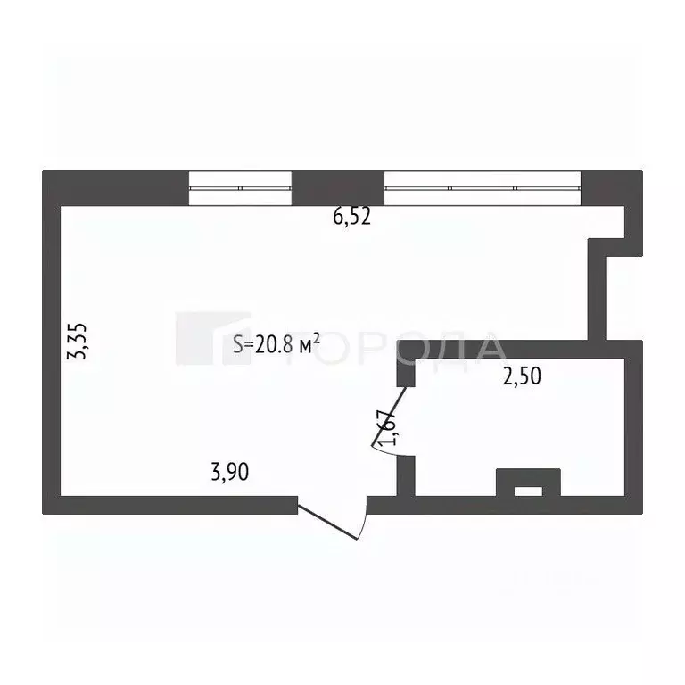 Студия Кемеровская область, Новокузнецк ул. Энтузиастов, 11 (20.8 м) - Фото 2