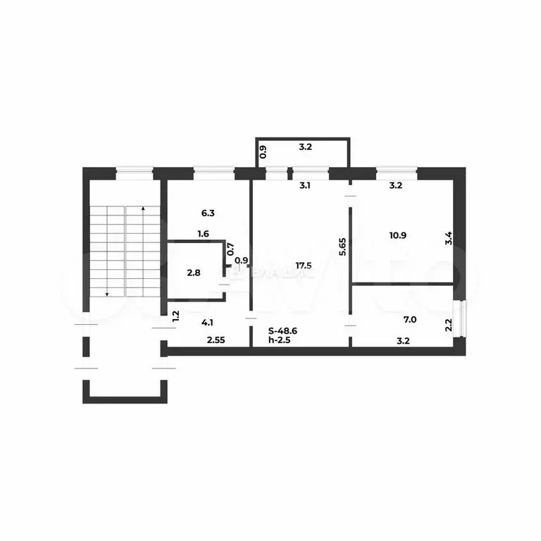 3-к. квартира, 49 м, 5/5 эт. - Фото 0