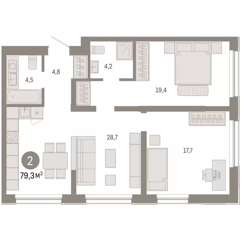 2-комнатная квартира: Новосибирск, Большевистская улица, с49 (79.34 м) - Фото 1