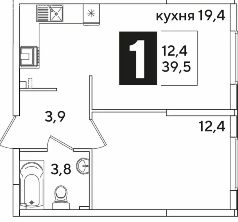 1-комнатная квартира: Краснодар, улица Ивана Беличенко, 88к3 (39.5 м) - Фото 1