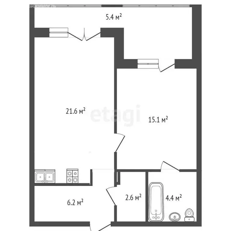 1-комнатная квартира: Калининград, улица Молодой Гвардии, 34 (59.6 м) - Фото 0