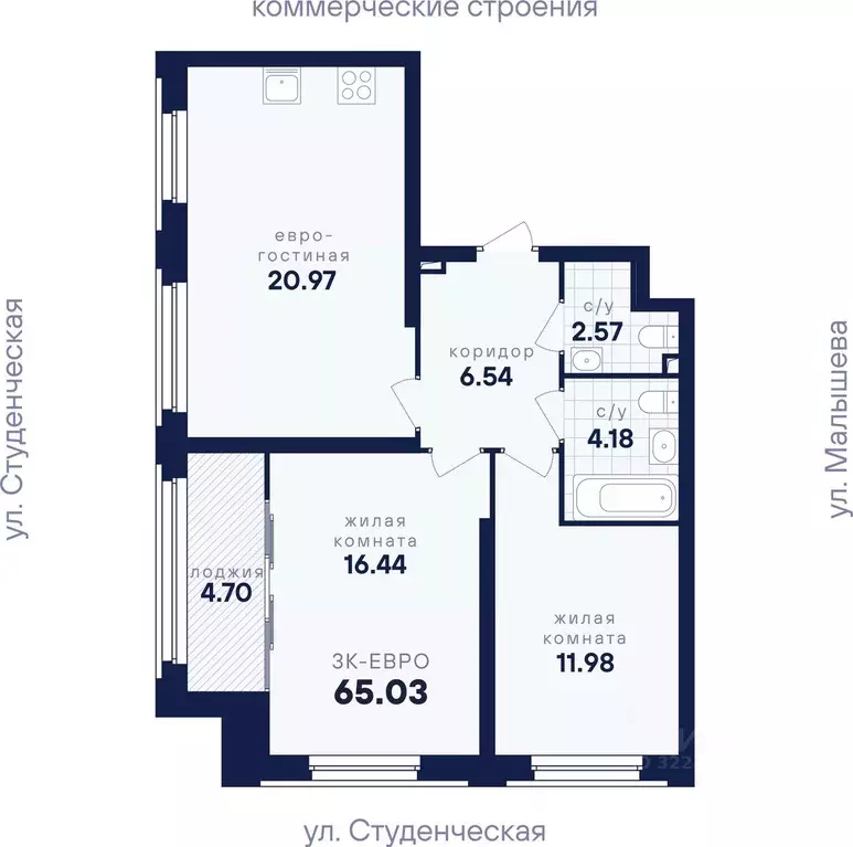 2-к кв. Свердловская область, Екатеринбург Втузгородок жилрайон, ... - Фото 1