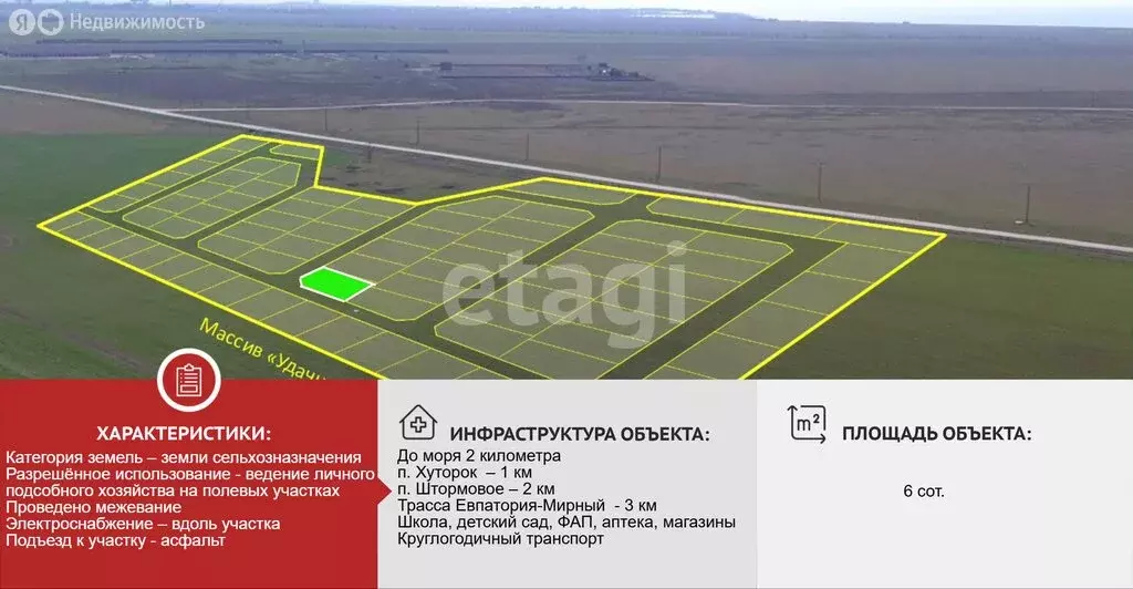 Участок в Сакский район, Штормовское сельское поселение, Таёжная улица ... - Фото 2