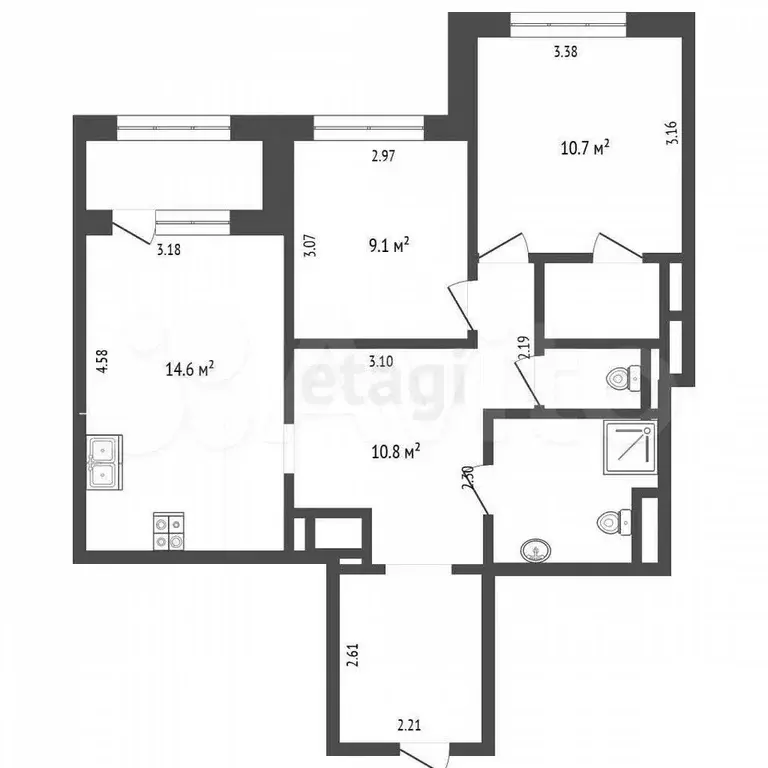 2-к. квартира, 60 м, 34/38 эт. - Фото 0