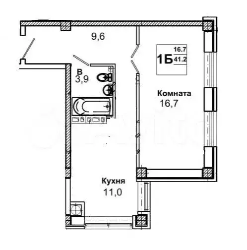 1-к. квартира, 41,2 м, 2/8 эт. - Фото 0