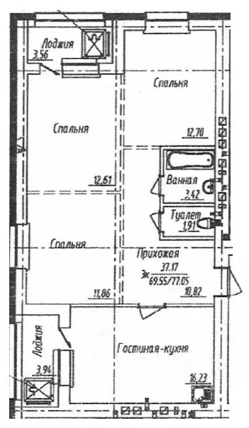 3-к кв. Ханты-Мансийский АО, Ханты-Мансийск ул. Конева, 1 (74.0 м) - Фото 0