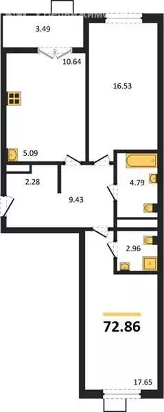2-комнатная квартира: Пенза, улица Антонова, 3Е (72.8 м) - Фото 1