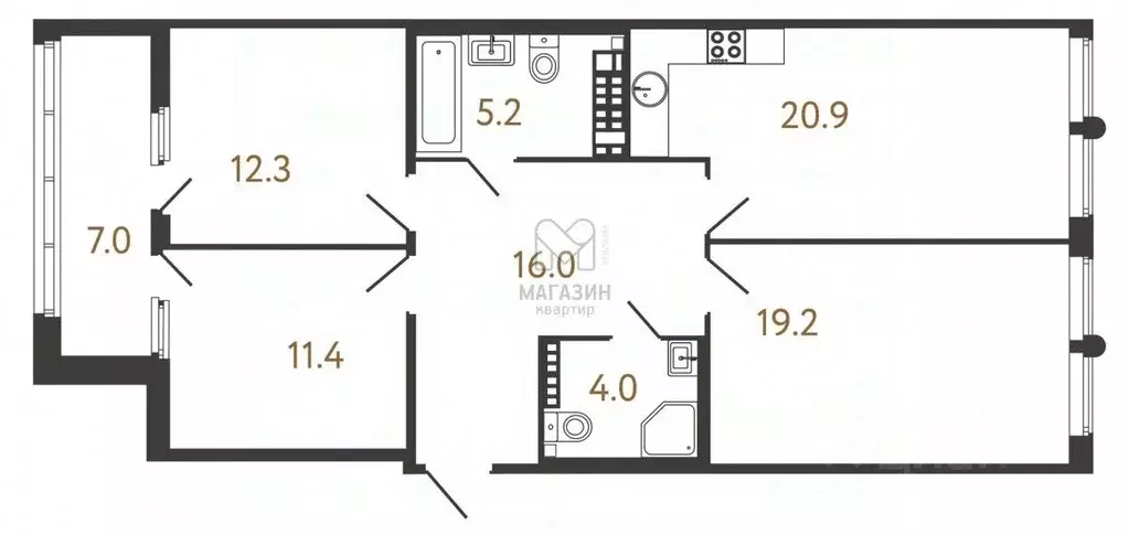 3-к кв. Санкт-Петербург Миргородская ул., 1 (89.0 м) - Фото 2