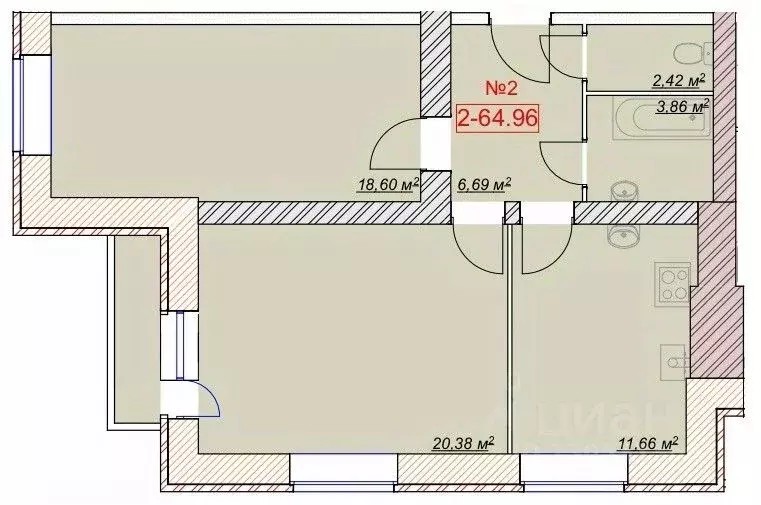 2-к кв. Ярославская область, Ярославский муниципальный округ, пос. ... - Фото 1