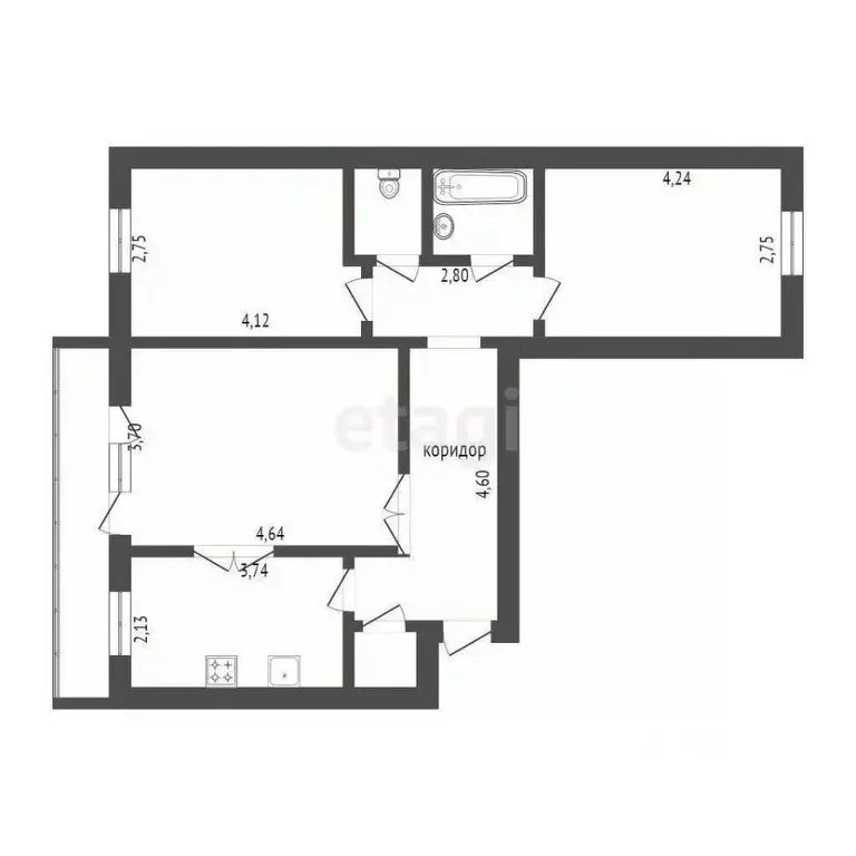 3-к кв. Тюменская область, Тюмень Депутатская ул., 119 (66.8 м) - Фото 1