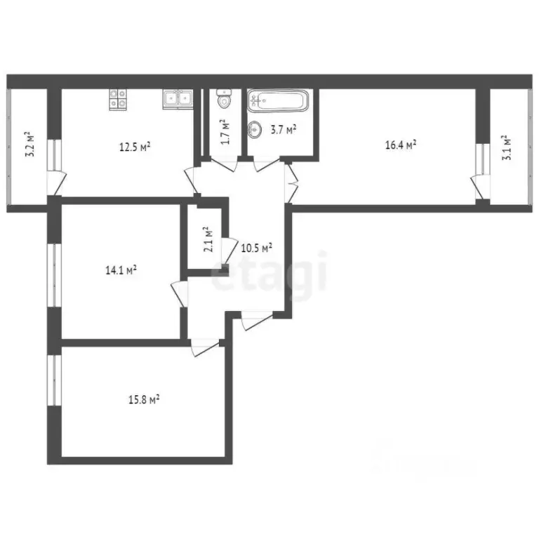 3-к кв. Краснодарский край, Новороссийск ул. Мурата Ахеджака, 6 (80.0 ... - Фото 1