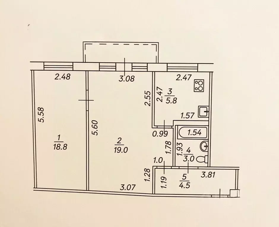 2-к кв. Башкортостан, Уфа ул. 50 лет СССР, 45/2 (46.9 м) - Фото 2