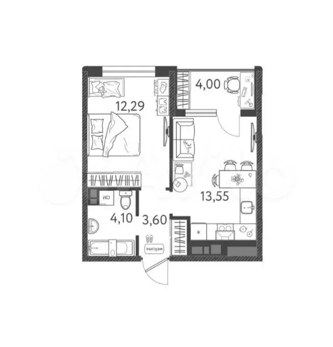 1-к. квартира, 35,5 м, 9/9 эт. - Фото 1