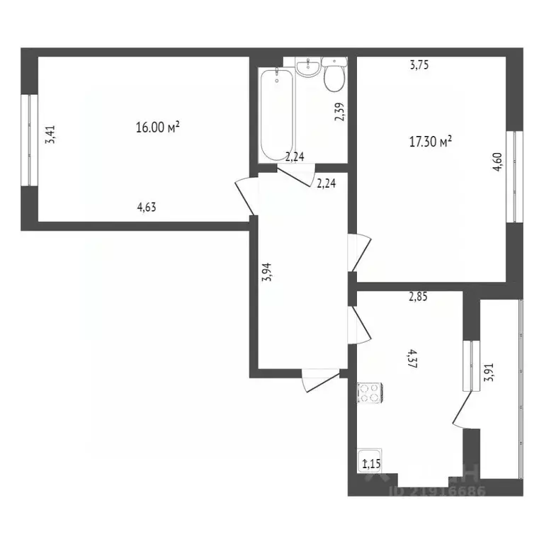 2-к кв. Калининградская область, Калининград Летняя ул., 62 (61.1 м) - Фото 1