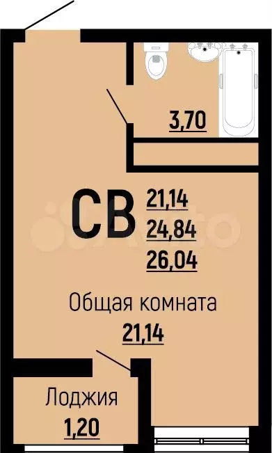 Квартира-студия, 26 м, 17/24 эт. - Фото 0