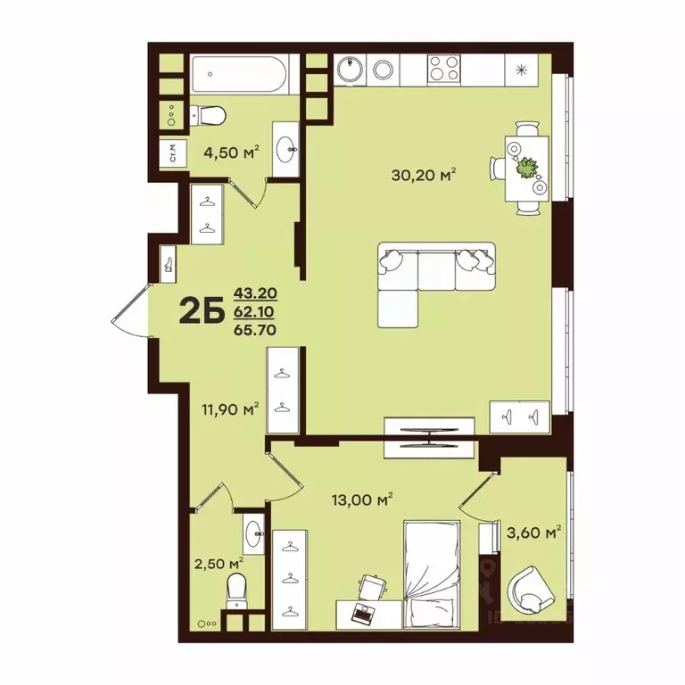 2-к кв. Владимирская область, Владимир ул. Чайковского, 7 (65.7 м) - Фото 1