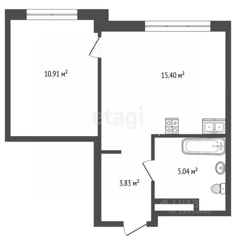 1-к кв. Тюменская область, Тюмень ул. Новоселов, 92 (34.8 м) - Фото 1