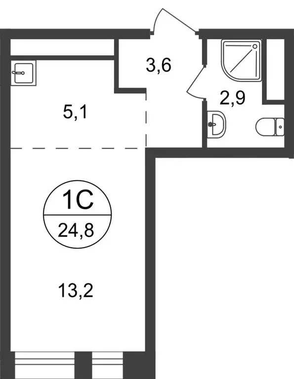 Квартира-студия: Московский, улица Никитина, 3к3 (24.8 м) - Фото 1