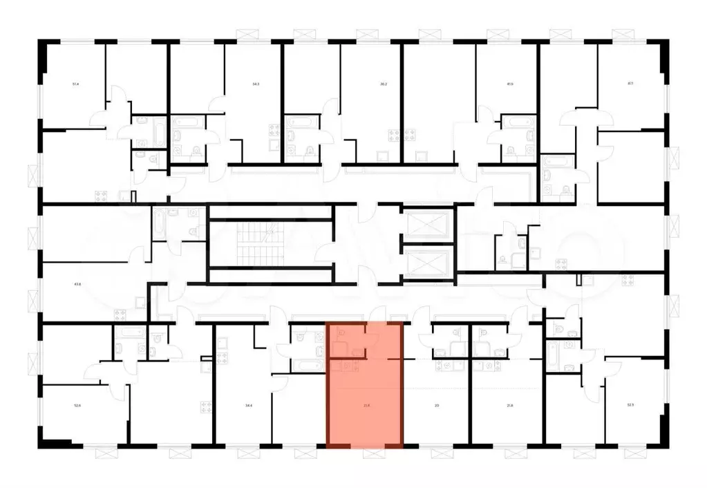 Квартира-студия, 21,8 м, 8/9 эт. - Фото 1