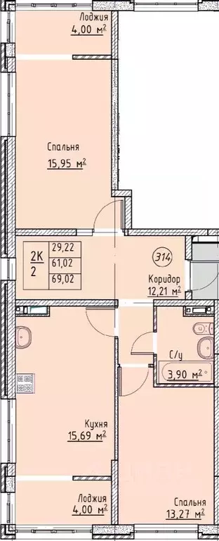 2-к кв. Ставропольский край, Ставрополь № 10 мкр, Квартал 204 жилой ... - Фото 0