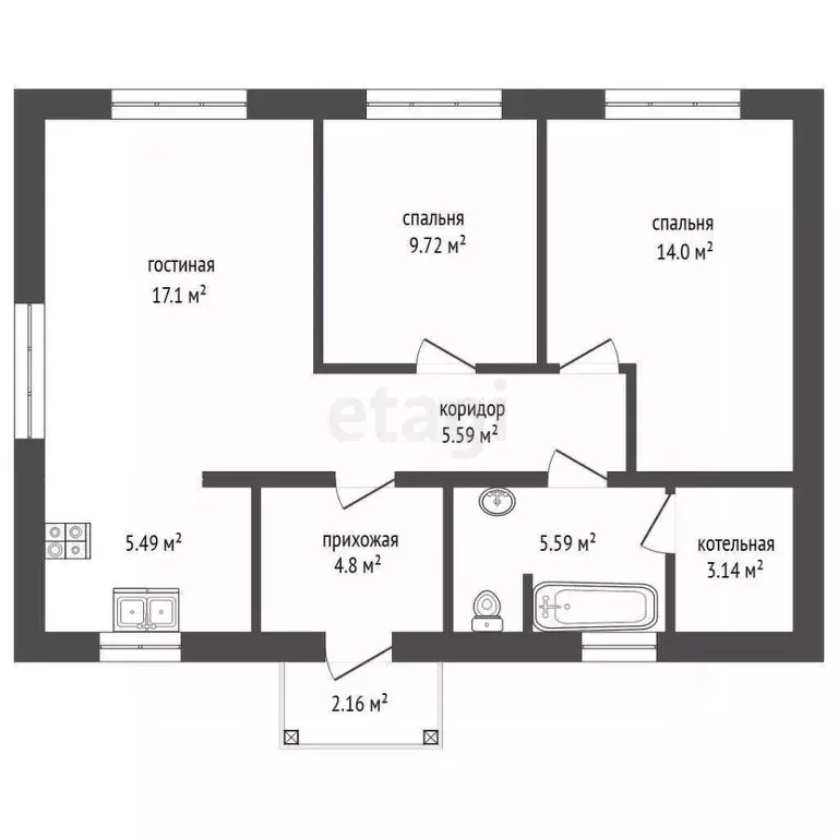Дом в Тюменская область, Тюменский муниципальный округ, д. Малиновка, ... - Фото 2