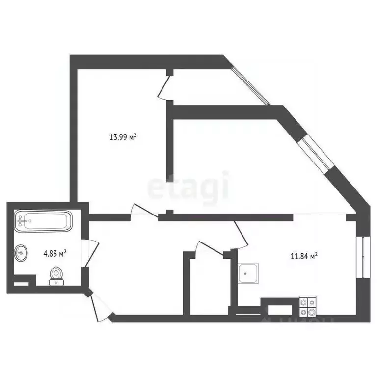 2-к кв. Калининградская область, Калининград ул. Герцена, 36 (63.0 м) - Фото 1