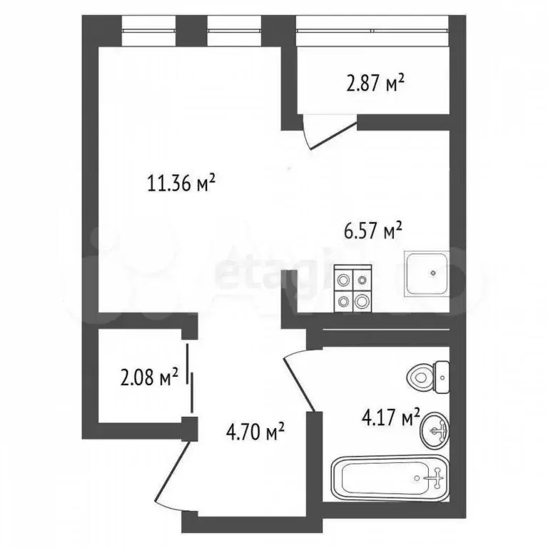 Квартира-студия, 33,1 м, 4/7 эт. - Фото 0