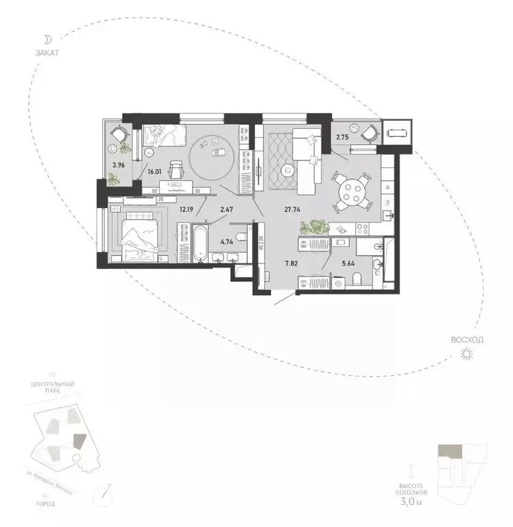 2-к кв. Тульская область, Тула Премьер Парк жилой комплекс (83.32 м) - Фото 0