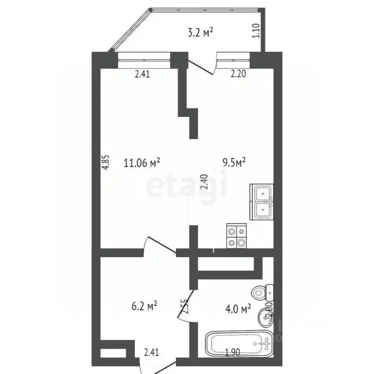Студия Краснодарский край, Геленджик ул. Островского, 149Ак1 (31.3 м) - Фото 1