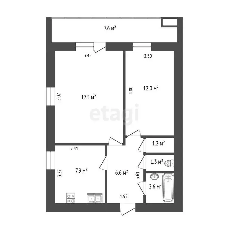 2-комнатная квартира: Тюмень, Широтная улица, 109 (49.9 м) - Фото 1