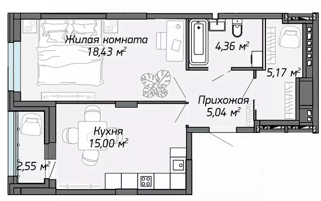 1-к кв. Марий Эл, Йошкар-Ола Два Капитана жилой комплекс (49.28 м) - Фото 1