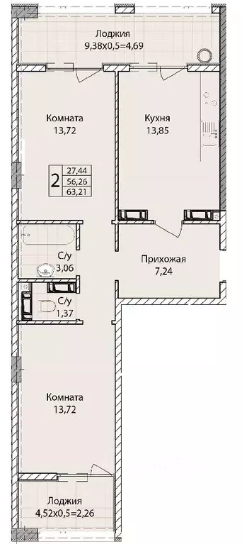 2-к кв. Севастополь ул. Братьев Манганари, 30к1 (63.21 м) - Фото 0